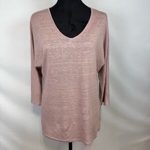 Cynthia Rowley 100% Linen Dusty Lavender V-Neck Dolman Tunic Top Size Medium